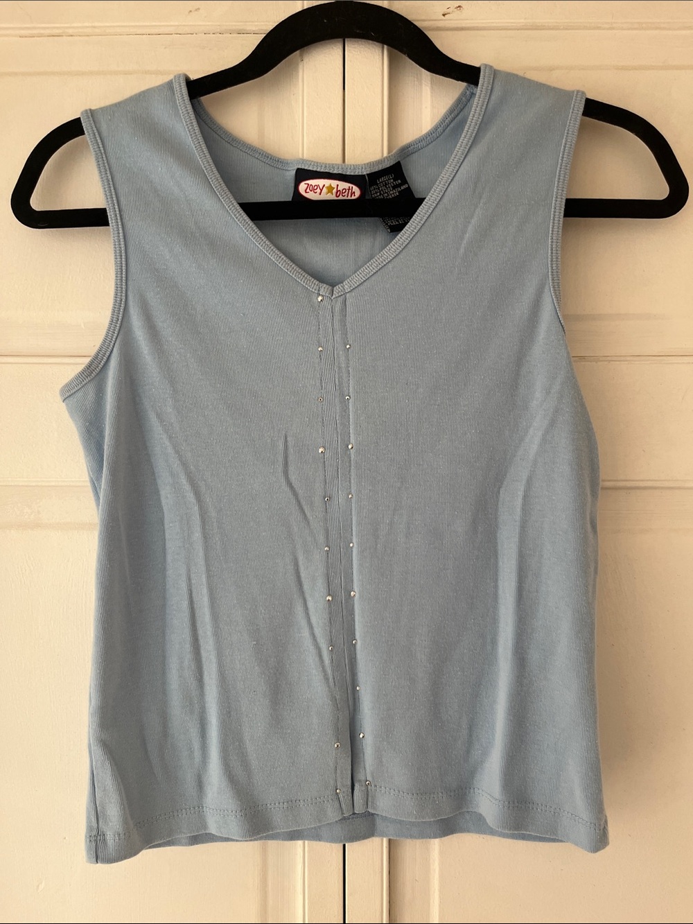 Y2K Light Blue Sleeveless V-Neck Tank